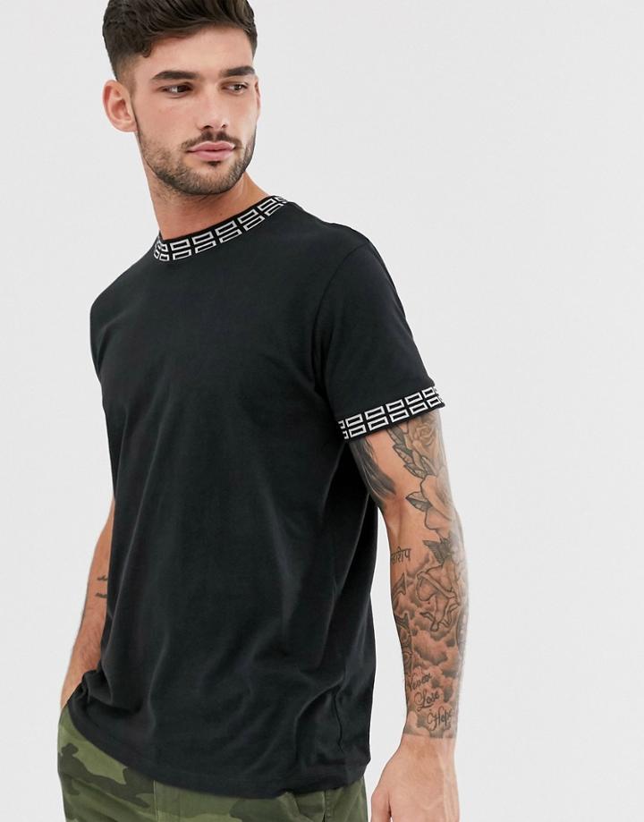 Jack & Jones Originals Ringer T-shirt In Black