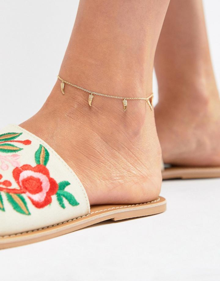Orelia Gold Tusk Detail Anklet - Gold