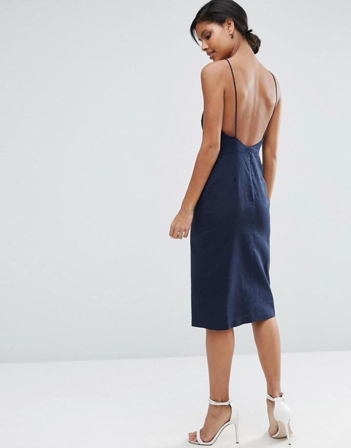 Asos Scoop Back Midi Sundress - Navy