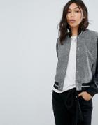 Abercrombie & Fitch Contrast Sleeve Varsity Bomber - Gray