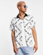 Night Addict Coordinating Retro Print Polo Shirt In White
