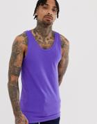 Asos Design Organic Muscle Fit Tank In Purple - Purple