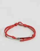 Icon Brand Tag Woven Bracelet In Red - Red