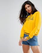 Fila Relaxed Sweatshirt With Half Zip And Varsity Logo - Yellow