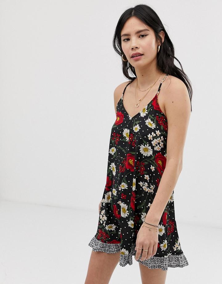 Kiss The Sky Cami Mini Dress In Mixed Print-black