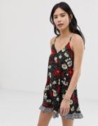 Kiss The Sky Cami Mini Dress In Mixed Print-black