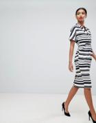 Asos Design Stripe Linen Midi Dress With Pockets - Multi