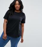 Asos Curve T-shirt With Contrast Rib Yoke - Black