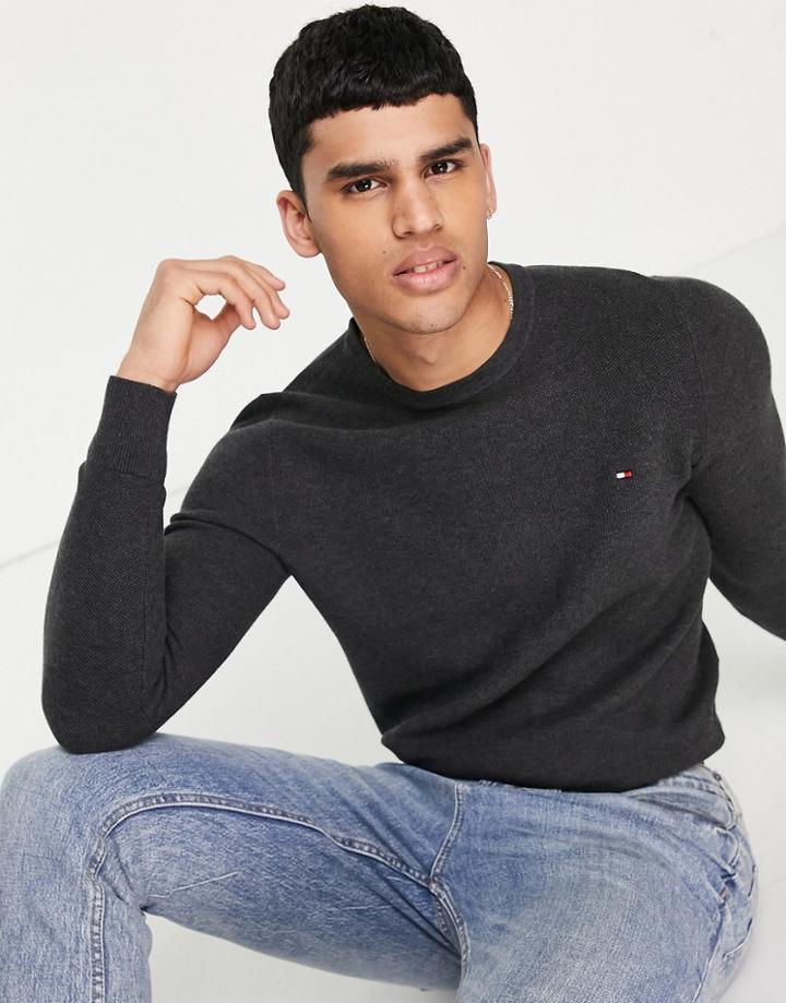 Tommy Hilfiger Honeycomb Crew Neck Sweater In Dark Gray-grey