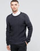 Sisley Ribbed Sweater With Contrast Panels - Gray