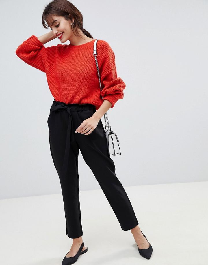 Vila Paperbag Waist Pants - Black
