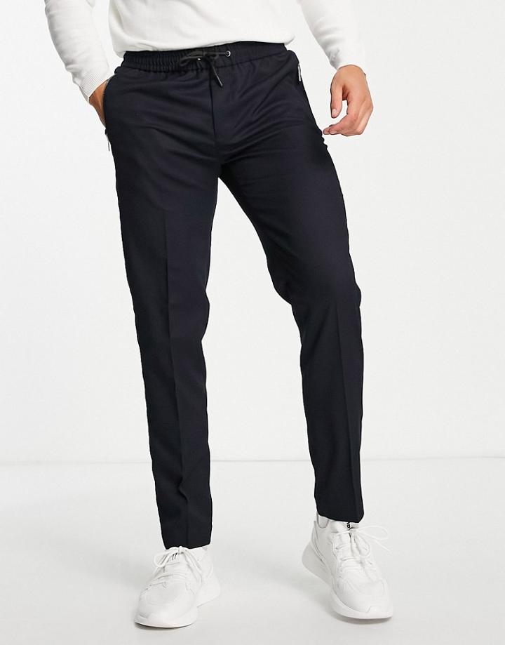 River Island Twill Sweatpants In Navy