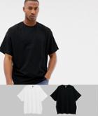 Asos Design Oversized Fit T-shirt With Crew Neck 2 Pack Save - Multi