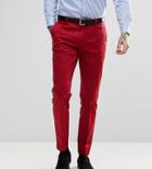 Heart & Dagger Skinny Suit Pants In Cotton Sateen - Red
