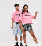 Collusion Unisex Cropped T Shirt In Pink-black