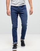 Pull & Bear Slim Jeans In Dark Wash - Blue