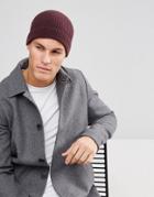 Asos Cashmere Fisherman Beanie In Burgundy - Red