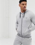 Armani Exchange Hooded Logo Zip Through Sweat In Gray - Gray