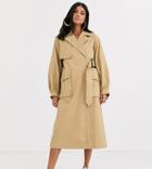 Asos Design Tall Clean Utility Trench Coat In Cream