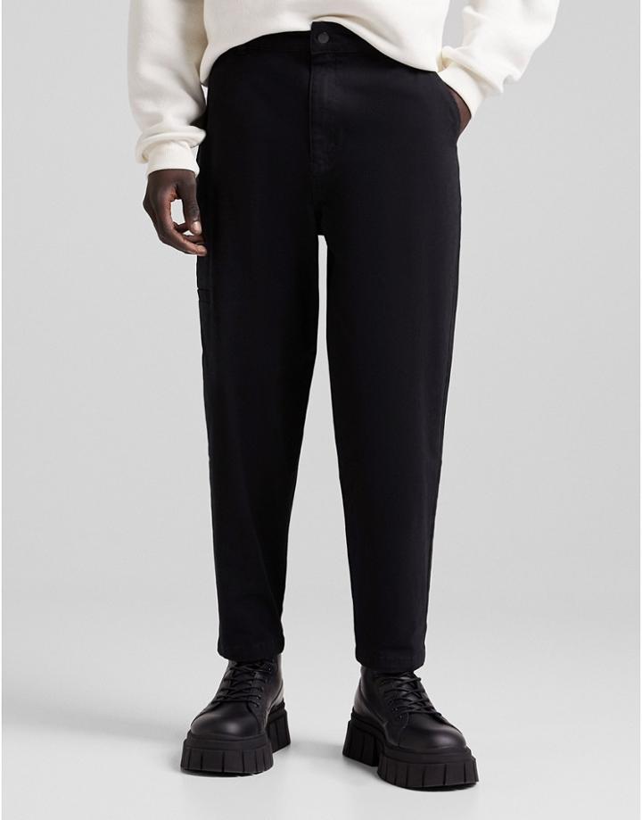 Bershka Tapered Chinos In Black