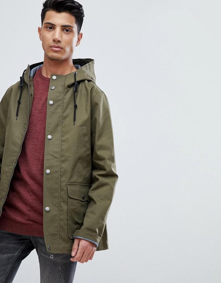 Threadbare Hooded Coat With Toggles - Green