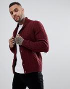Asos Cable Knit Cardigan With Shawl Collar - Red