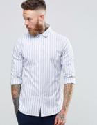 Asos Slim Shirt With Stretch In Bold Stripe With Long Sleeves - Blue