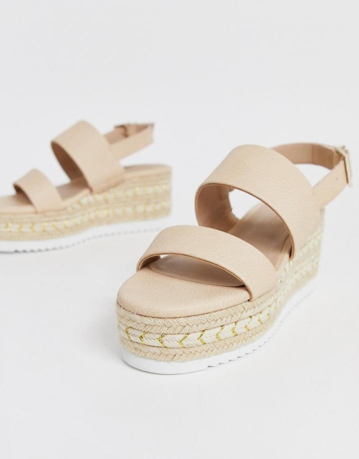 Asos Design Jada Metallic Espadrille Flatforms - Pink
