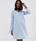 Asos Design Maternity Denim Exclusive Smock Dress-blue