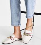 River Island Wide Fit Chain Detail Backless Mule Shoe In Cream-white
