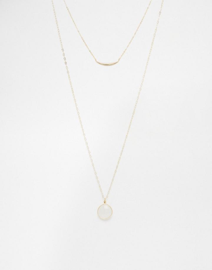 Orelia Minimalist Two Row Layering Necklace - Gold
