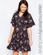 Asos Maternity Kimono Dress In Ditsy Floral Print - Multi