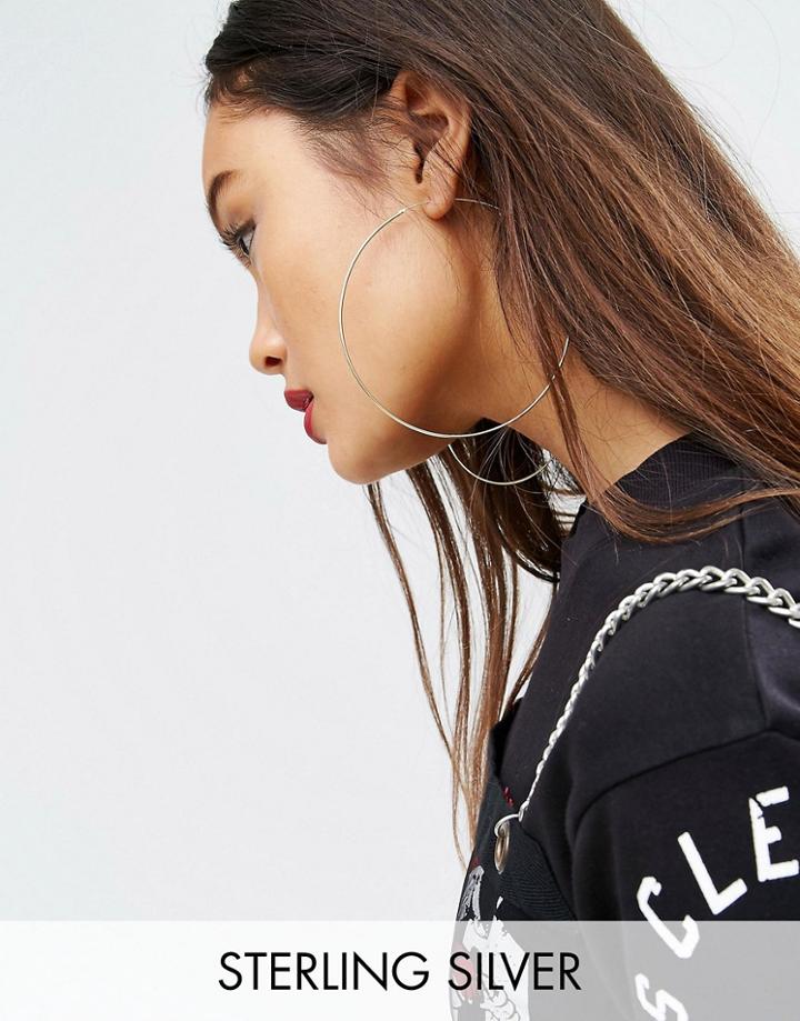 Asos Gold Plated Sterling Silver Fine 90mm Hoop Earrings - Gold