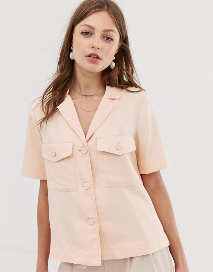 Mango Pocket Front Shirt In Pink-orange