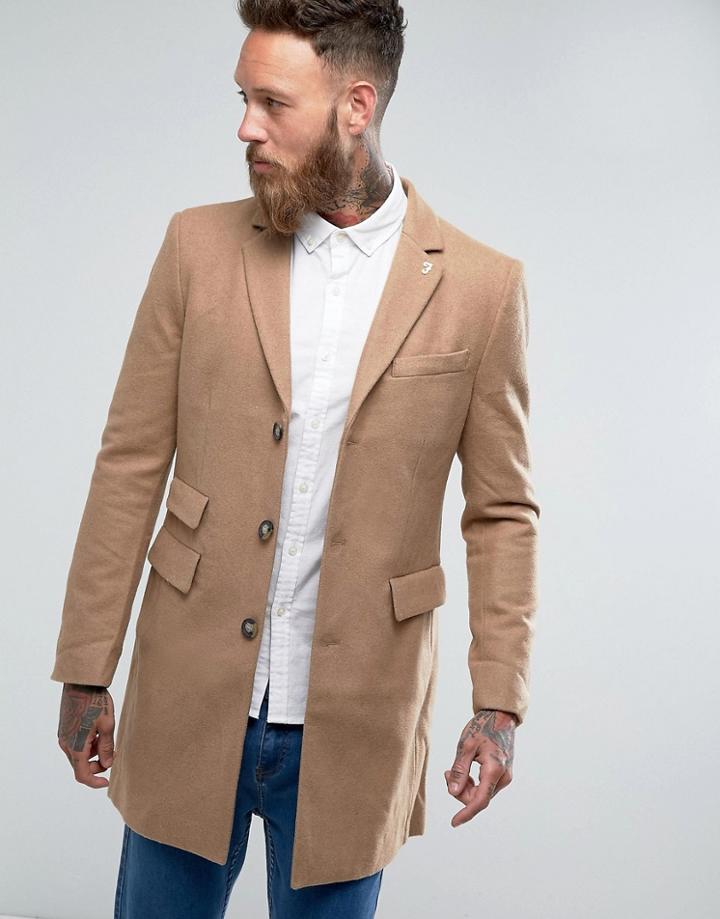 Farah Askern Plain Overcoat - Tan