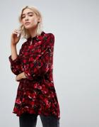 Asos Design Oversized Shirt In Check Floral-multi