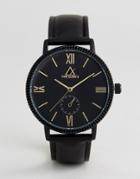 Asos Watch With Black Faux Leather Strap And Gold Highlights - Black