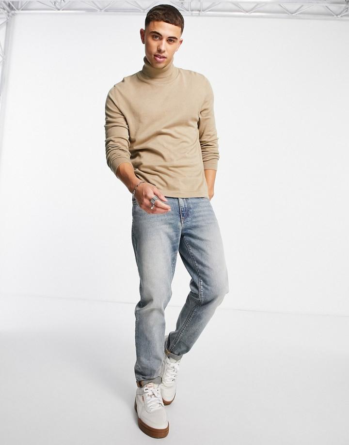 Jack & Jones Originals Turtleneck Sweater In Beige-neutral