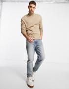 Jack & Jones Originals Turtleneck Sweater In Beige-neutral