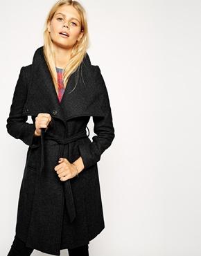 Asos Funnel Neck Coat - Black