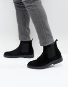 Zign Suede Chelsea Boots With Chunky Sole - Black