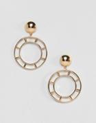 Asos Design Cut Out Circle Drop Earrings - Gold
