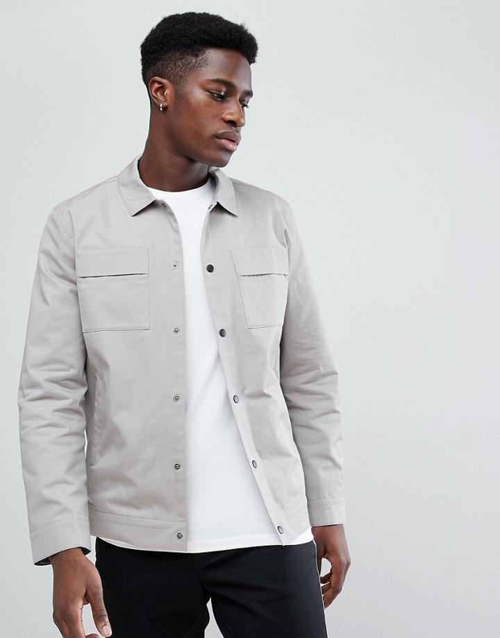 Selected Homme Jacket With Chest Pockets - Gray