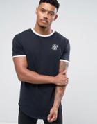 Siksilk Muscle Ringer T-shirt In Navy - Navy