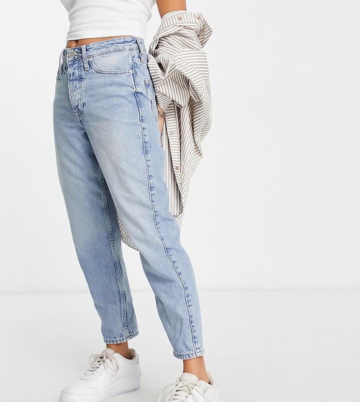 River Island Petite Mom Jeans In Light Blue