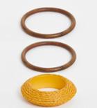 Glamorous Exclusive Straw Rattan And Wood Bangle Pack