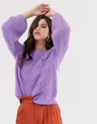 Vila Balloon Sleeve Sweater-purple