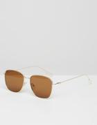 Asos Aviator Sunglasses With Flat Lens - Gold