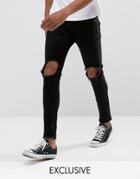 Only & Sons Jeans In Skinny Fit With Open Knees And Cut Off Hem - Gray