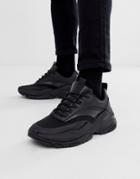 Asos Design Sneakers In Black With Transparent Ripstop And Chunky Sole - Black